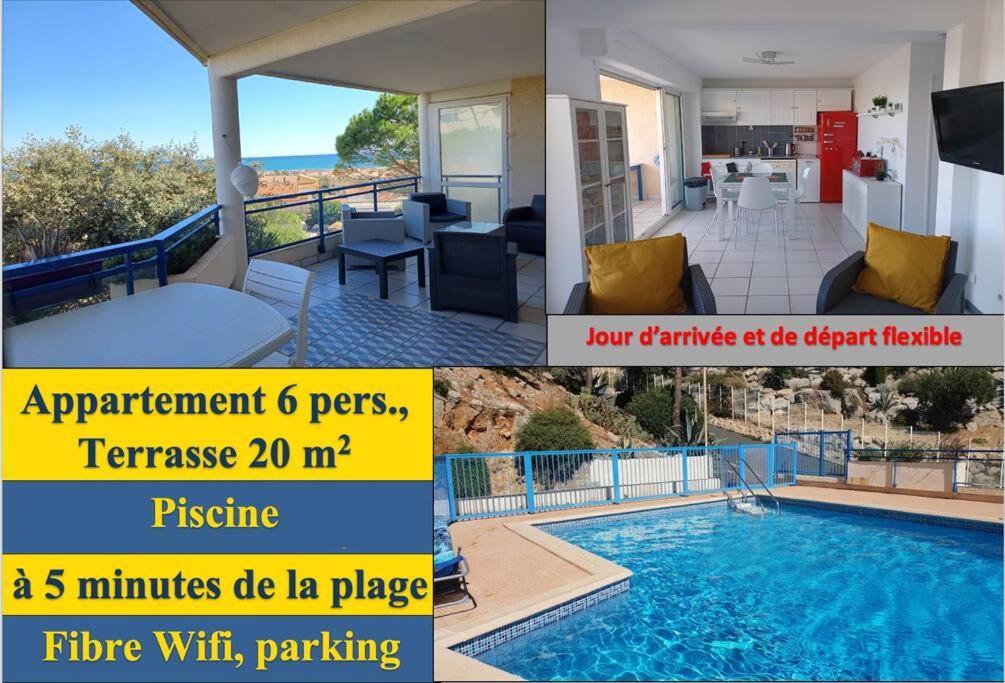 Plain-Pied, Terrasse, Piscine, Pleine Vue Mer, Plage A 6' A Pied, Parking, Wifi Fleury  Exteriör bild